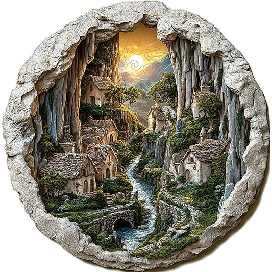 3D-träpussel: Bergsby