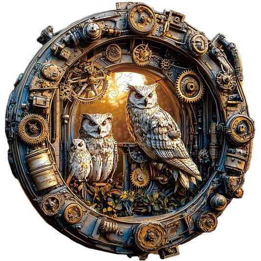 3D-träpussel: Steampunk-ugglor