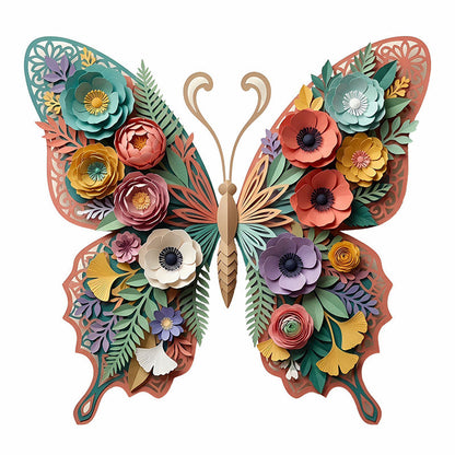 Träpussel med botaniska fjärilar och blommor