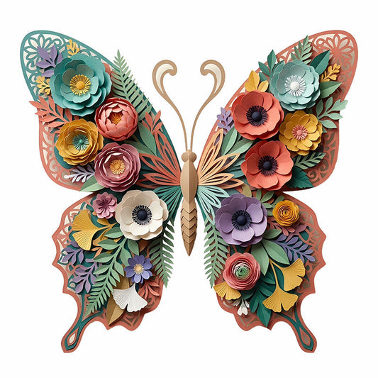 Träpussel med botaniska fjärilar och blommor