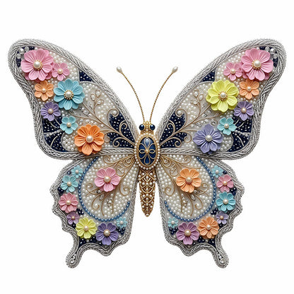 Elegant blommig fjärilspussel i trä