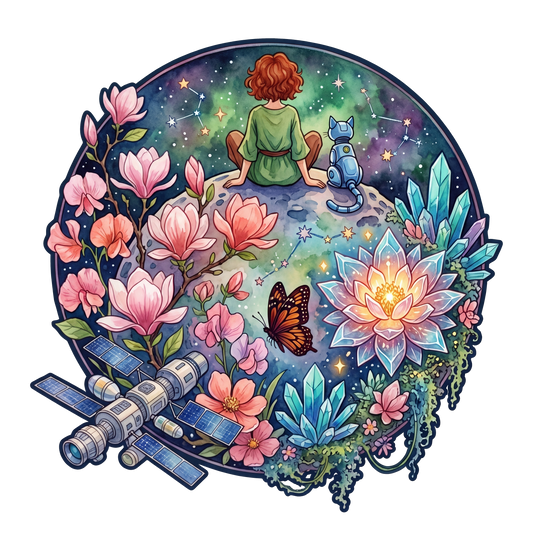 Kosmiska Lekfulla Flickan & Robotkatten