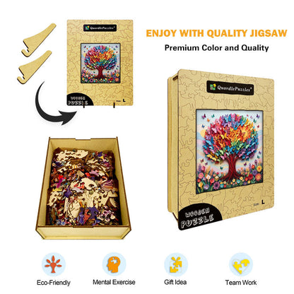 Regnbågsfjärilsträd i träpussel