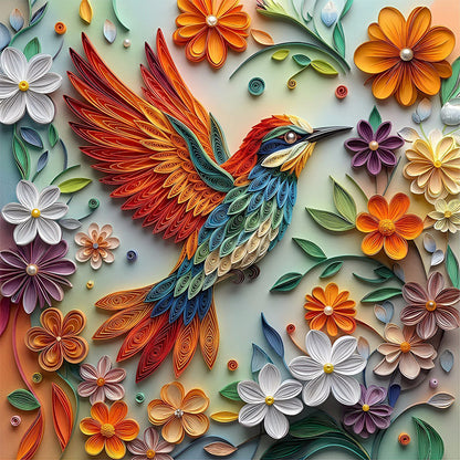 Färgstark kolibri i flykt träpussel