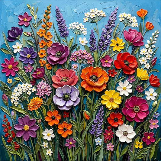 Träpussel med vibrerande vårblommor