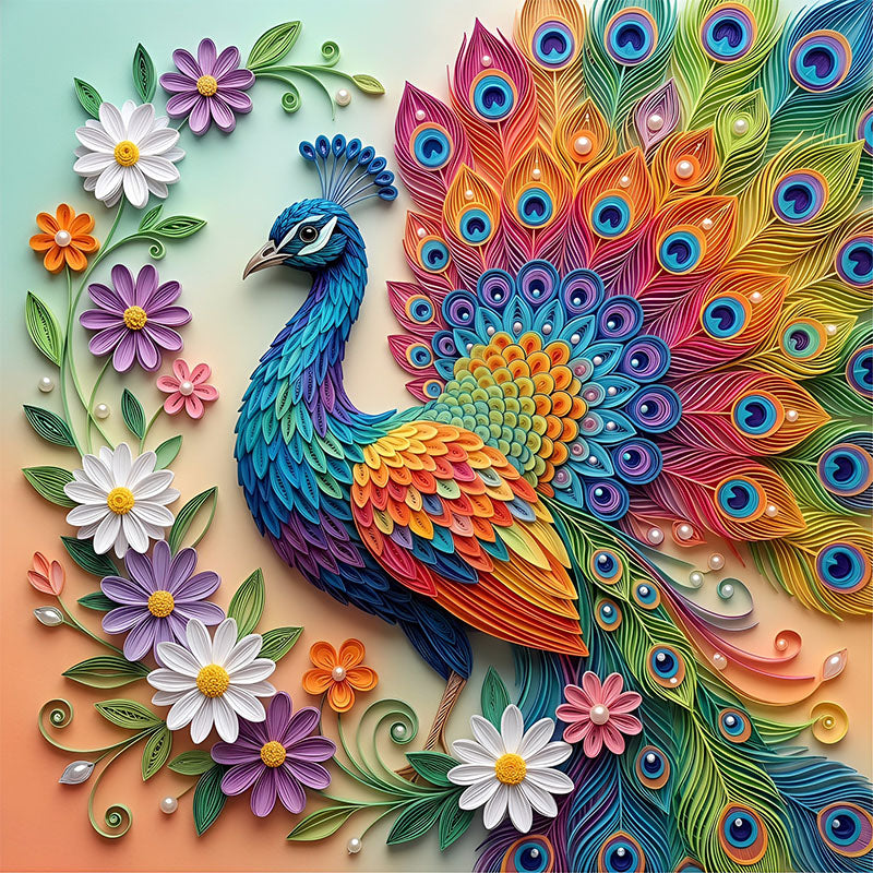Påfågel i blom Vibrant Creation Träpussel