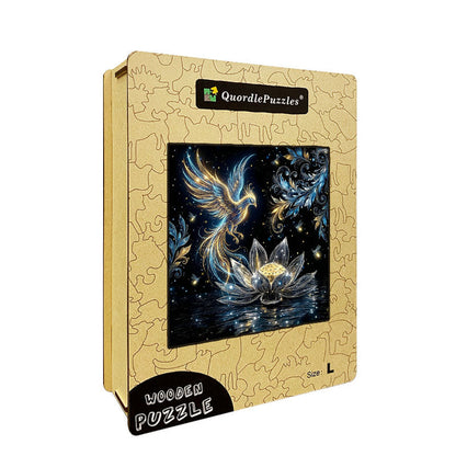 Träpussel med himmelsk fenix och lotus