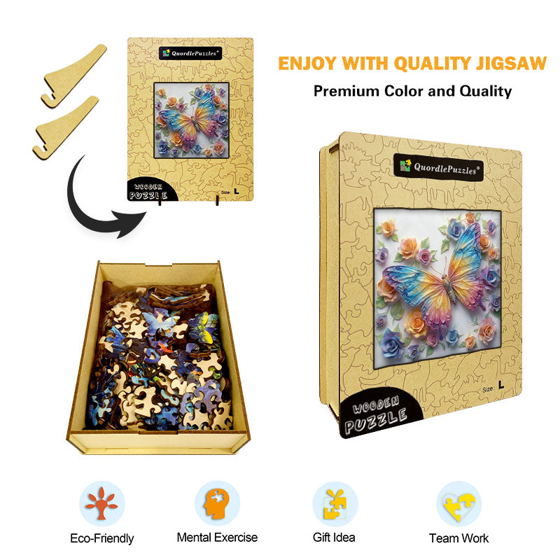 Kristall regnbågsfjäril träpussel