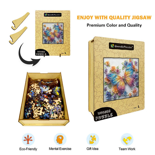 Kristall regnbågsfjäril träpussel