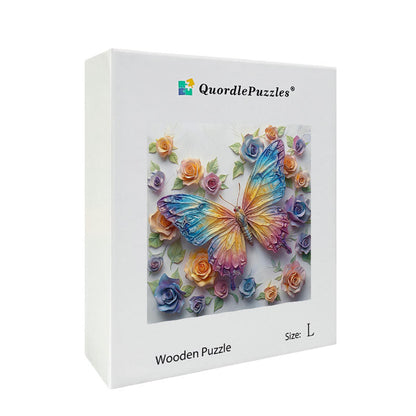 Kristall regnbågsfjäril träpussel