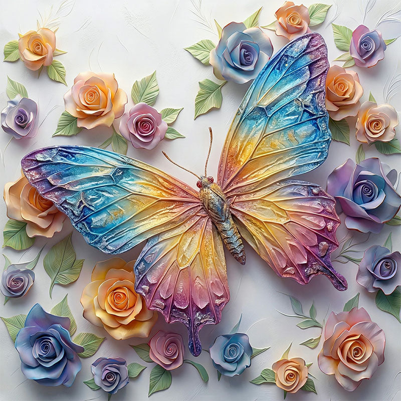 Kristall regnbågsfjäril träpussel