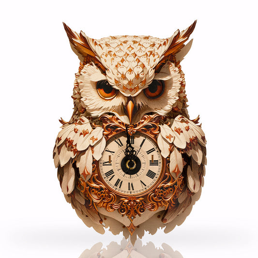 Wise Owl-klocka i trä - pussel