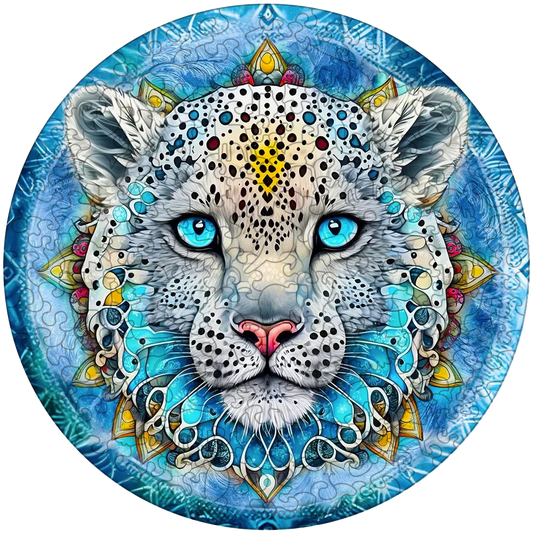Mandala-snöleopard – träpussel